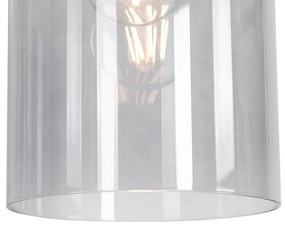 Винтидж висяща лампа черна с димно стъкло - Vidra