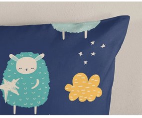 Синьо единично удължено памучно детско спално бельо 140x220 cm Sheep – Good Morning