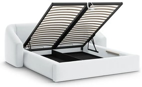 Светлосиво двойно легло 200x200 cm тапицирано с място за съхранение с включена подматрачна рамка Campi – Cosmopolitan Design