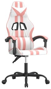 3143827 vidaXL Гейминг стол, бяло и розово, изкуствена кожа