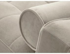 Бежов кадифен ъглов диван, десен ъгъл Santo - Milo Casa