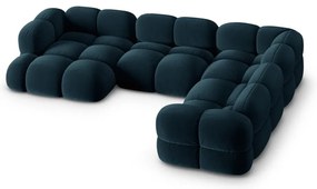 Тъмносин кадифен ъглов диван (десен ъгъл/U форма) Loretto – Cosmopolitan Design