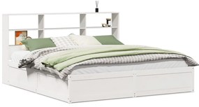 3323444 vidaXL Рамка за легло без матрак, бял, 200x200 см, бор масив