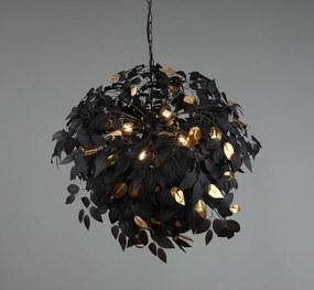 Черно метално висящо осветително тяло с пластмасов абажур ø 70 cm Leavy – Reality