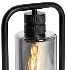 Модерна настолна лампа черна с опушено стъкло - Stavelot