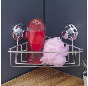 Етажерка за баня на едно ниво - ъглова TEKNO TEL TR DM 251, 21х21х15 см, Вакуум, Хром