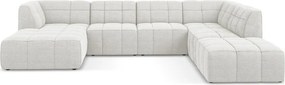 Бял ъглов диван от прежда с примки от букле (U форма) Aloha – Makamii