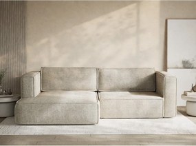 Бежов шенилов сгъваем/с място за съхранение ъглов диван (ляв ъгъл) Velto – Maison de Rêve