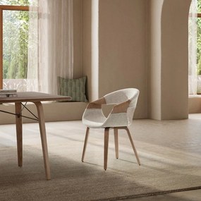 Бежови тапицирани трапезни столове в комплект с подлакътници 2 бр. Elif – MOME