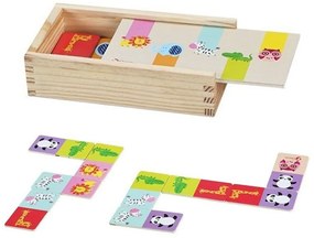 Classic World - Детско дървено домино с животни