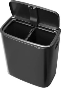 Кош за боклук Brabantia Bo Touch 1008859, 2x30 л, Плавно и безшумно отваряне, Голям отвор, Тъмносив