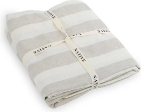 Светлосиво/кремаво единично ленено спално бельо 135x200 cm Natural Stripes – Native Natural