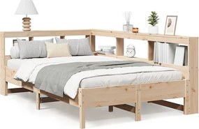 3324415 vidaXL Легло с етажерка за книги, без матрак, 160x200 см, бор масив