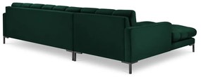 Тъмнозелен ъглов диван от кадифе , ляв ъгъл Bali - Cosmopolitan Design