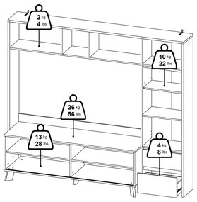 TV комплект от дъбов декор в бял и естествен цвят 209x183x48 cm Next – Tvilum