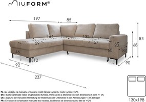 Кафяв разтегателен ъглов диван от изкуствена кожа (ляв ъгъл) Lofty Lilly – Miuform