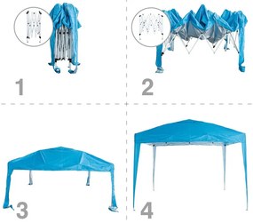 Сгъваема шатра Muhler 1006066, 3x3 м, Висока 2.4 м, Бързо разгъване POP UP, Син