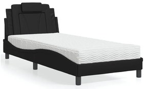3208761 vidaXL Легло Viana без матрак, черно, 90x190 см изкуствена кожа
