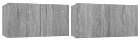 815871 vidaXL Висящ шкаф, сив сонома, 2 бр, 60x30x30 см, инженерно дърво
