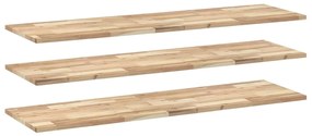 3279409 vidaXL Плаващ рафт 3 бр 140x40x2 см необработено дърво акация масив