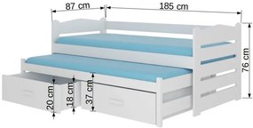 Бебешко легло Camaro-180 x 80-Without protector-Roz-White