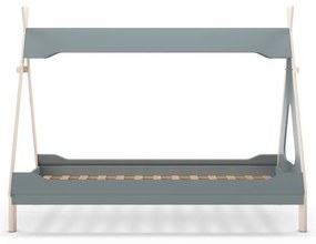 Детско легло тип къща от масивен бор в петролен цвят 90x190 cm Nora – Marckeric