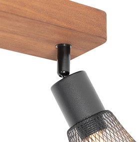 Индустриален прожектор черен с дърво 2-светлина - Kristina