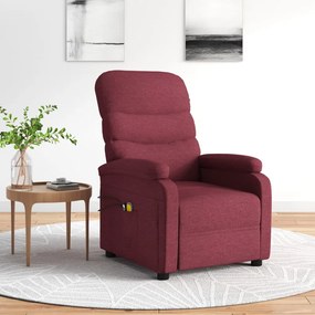 3073697 vidaXL Електрически масажен стол, виненочервен, текстил