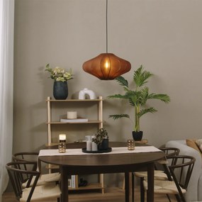 Japandi висяща лампа кафява с текстилен абажур 50 см - Plu