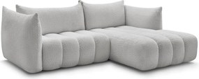 Светлосив ъглов диван от прежда с примки от букле (десен ъгъл) Azra – Bobochic Paris