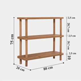 Етажерка за книги в декор от бор в естествен цвят 80x75 cm Step - Kalune Design