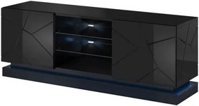 ТВ шкаф Qiu с LED-Черен-Дължина: 200см