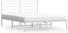 352370 vidaXL Метална рамка за легло с горна табла, бяла, 150x200 см