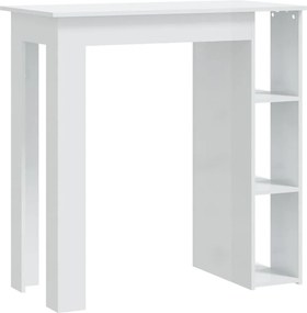 809464 vidaXL Бар маса с рафт, бял гланц, 102x50x103,5 см, инженерно дърво