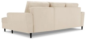 Бежов разтегателен ъглов диван с място за съхранение от рипсено кадифе (десен ъгъл) Kyoto – Cosmopolitan Design