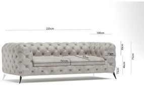 Светлосив кадифен диван 225 cm Chelsea – Ropez