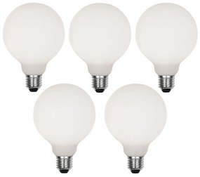 Комплект от 5 димируеми LED крушки E27 G95 матирани 4W 430lm 2200-4000K