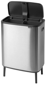 Матово-сребристо стоманено кошче за боклук за рециклиране, отваряне с докосване 60 l Bo Touch Bin Hi – Brabantia