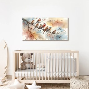 Картина на платно – Цветни птичета на клонче