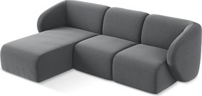 Сив кадифен ъглов диван (ляв ъгъл) Lani – Makamii