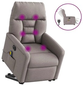 3303069 vidaXL Електрически изправящ масажен реклайнер стол таупе текстил