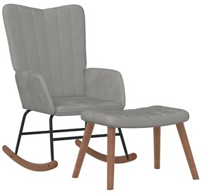 327754 vidaXL Люлеещ се стол с табуретка, светлосив, кадифе