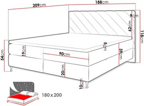 Тапицирано легло Enzo II-180 x 200-Ekrou