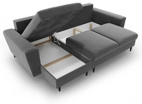 Светлосив кадифен разтегателен ъглов диван с място за съхранение Kyoto – Cosmopolitan Design