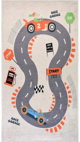 Кремаво детско килимче за игра подходящо за пране 100x160 cm Race Garage – Vitaus