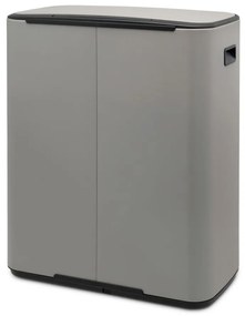 Светлосиво стоманено кошче за боклук за рециклиране с педал 60 l Bo – Brabantia