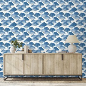 Самозалепващ тапет – Сини акварелни листа