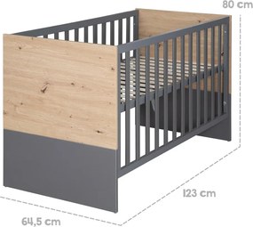 Детско креватче в сив и естествен цвят 60x120 cm Anna – Roba