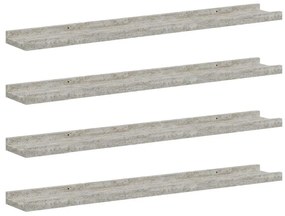 326706 vidaXL Стенни рафтове, 4 бр, бетонно сиви, 80x9x3 см