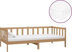 3083622 vidaXL Дневно легло с матрак 90x200 см меденокафяво борово дърво масив